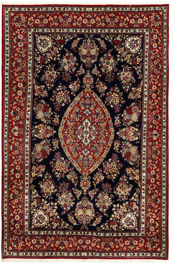 6' 6 x 10' Hand Knotted Qom Persian Rug