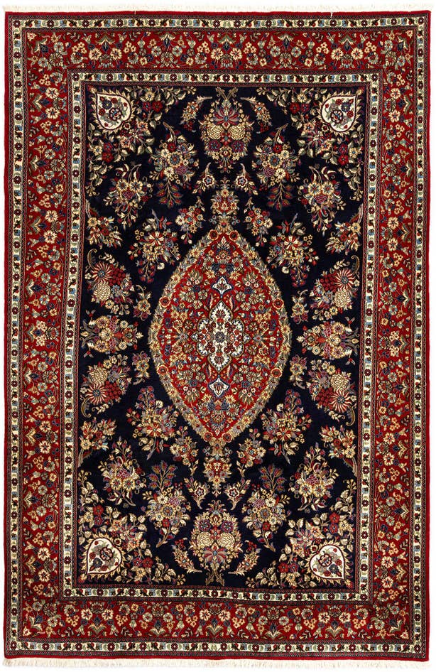 Detail image of 6' 6 x 10' Hand Knotted Qom Persian Rug