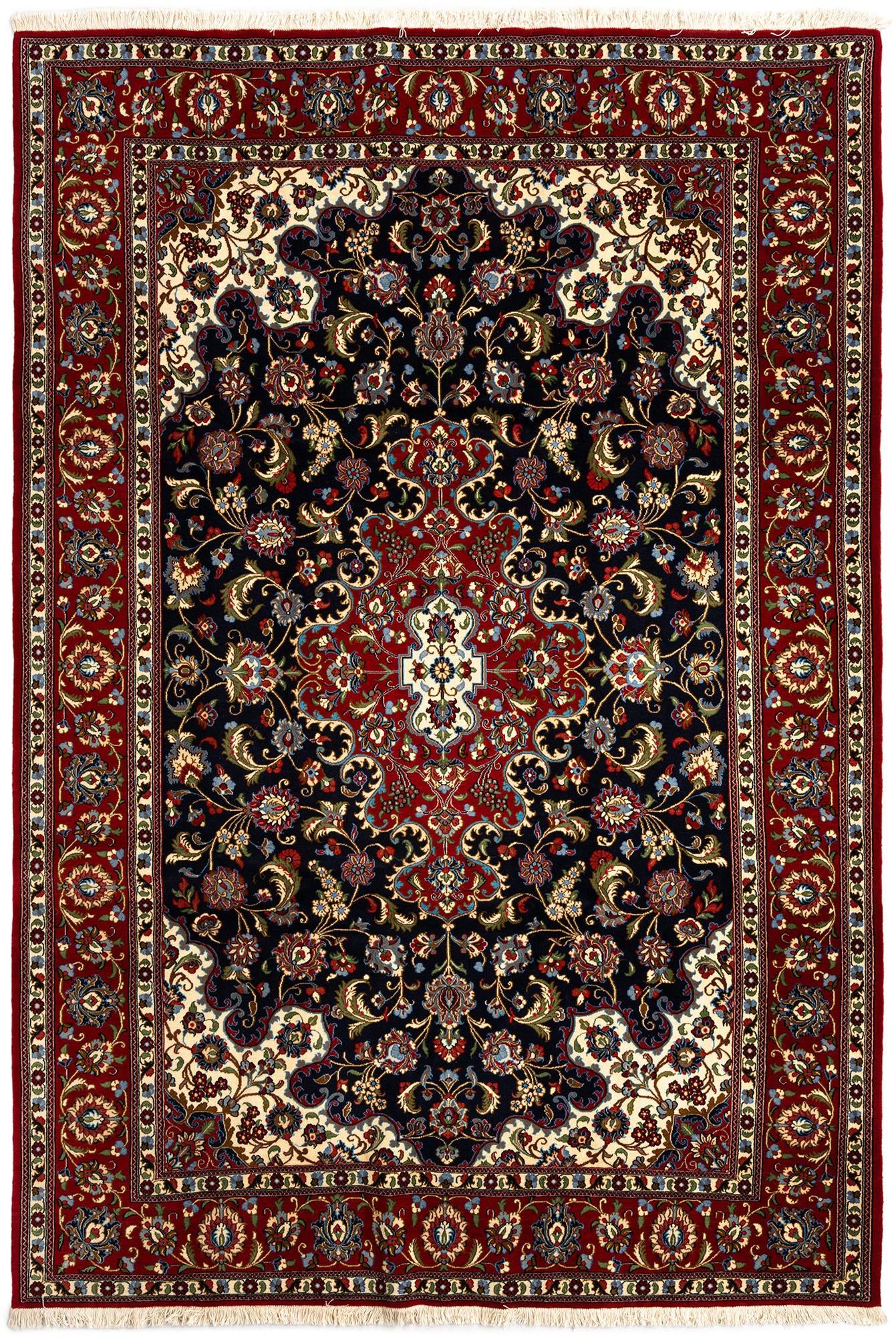 6' 7 x 9' 9 Hand Knotted Qom Persian Rug