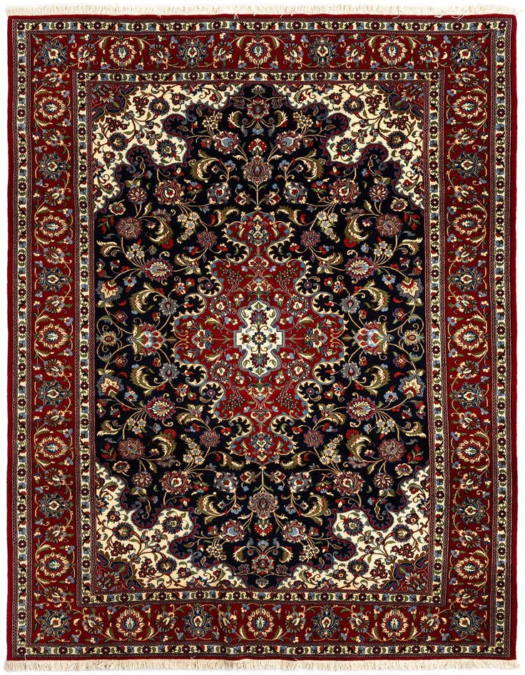 Detail image of 6' 7 x 9' 9 Hand Knotted Qom Persian Rug