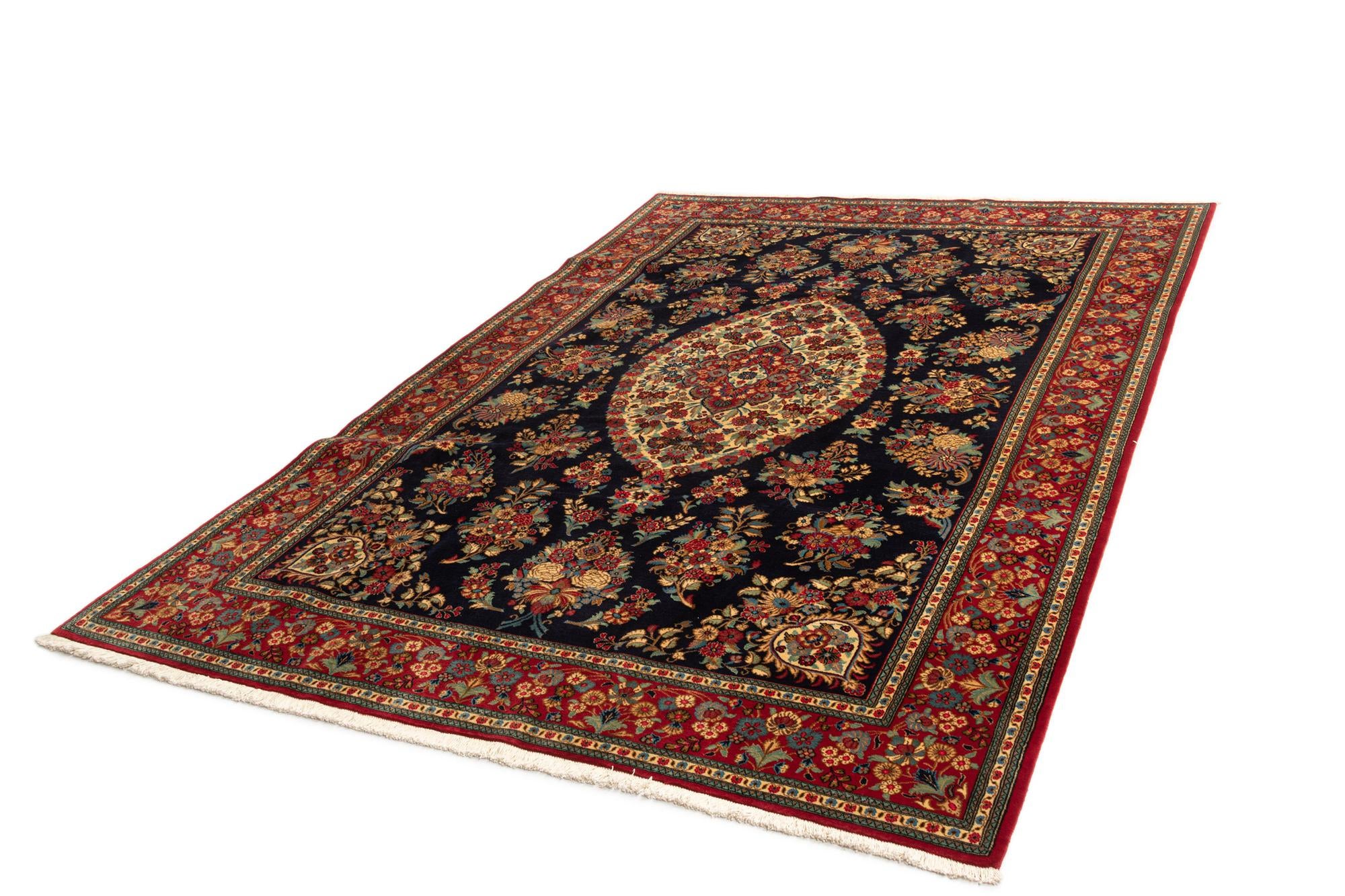 6' 7 x 9' 9 Hand Knotted Qom Persian Rug
