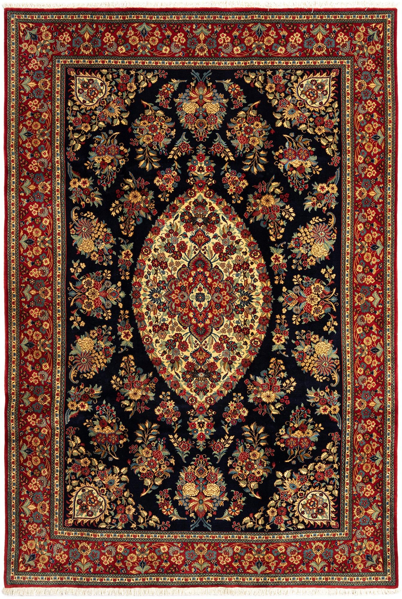 6' 7 x 9' 9 Hand Knotted Qom Persian Rug