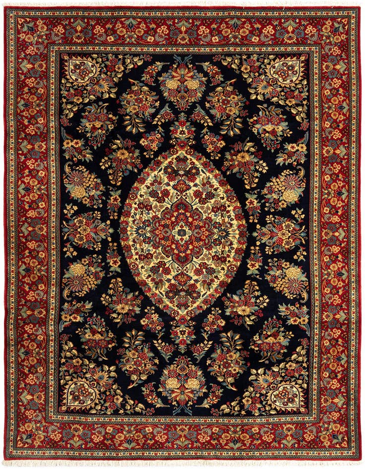 Detail image of 6' 7 x 9' 9 Hand Knotted Qom Persian Rug