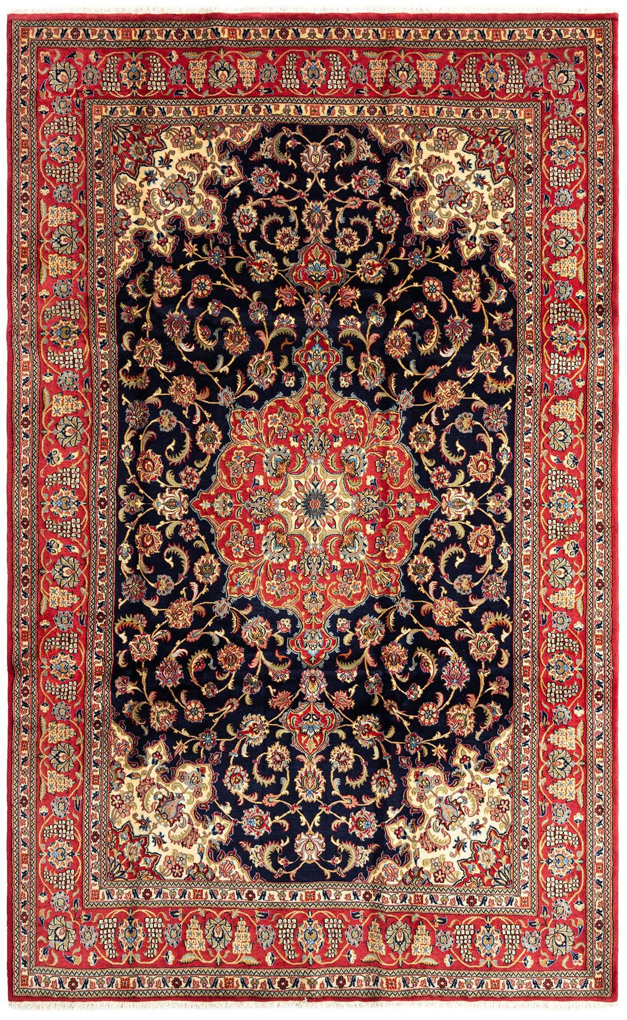 6' 6 x 10' 4 Hand Knotted Qom Persian Rug