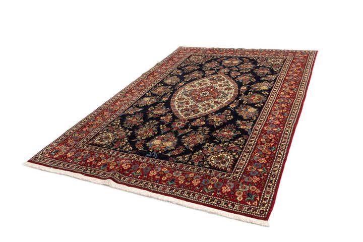 6' 8 x 9' 9 Hand Knotted Qom Persian Rug