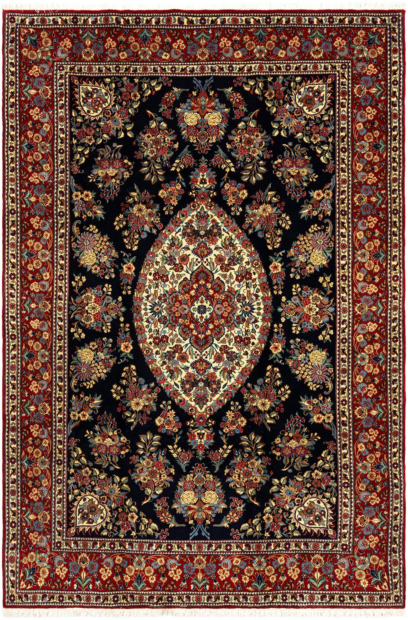 6' 8 x 9' 9 Hand Knotted Qom Persian Rug