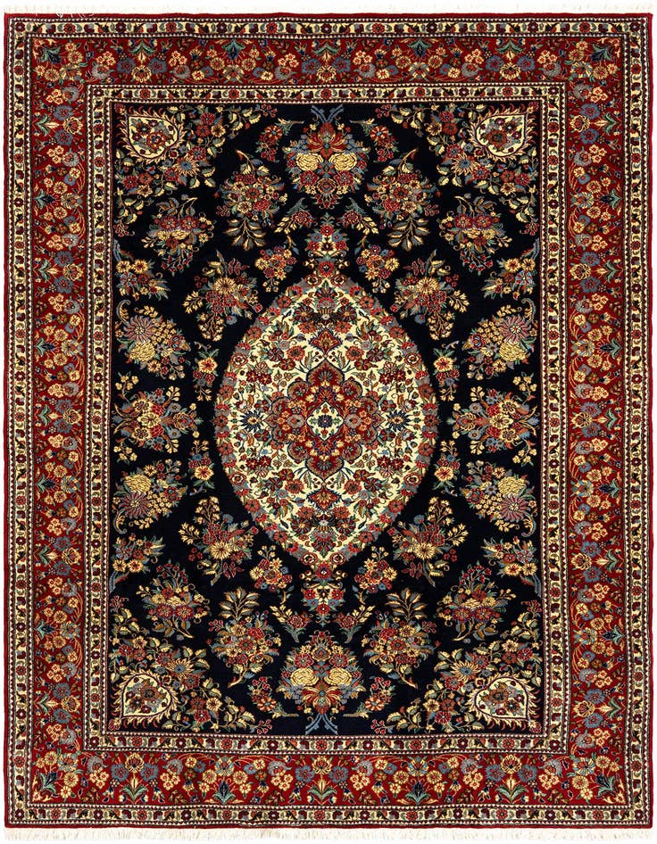 Detail image of 6' 8 x 9' 9 Hand Knotted Qom Persian Rug