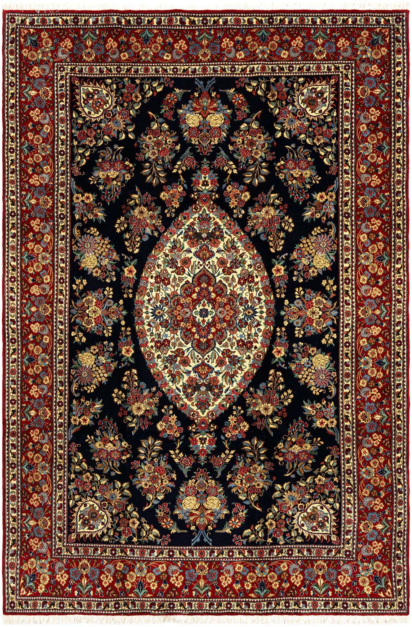 6' 8 x 9' 9 Hand Knotted Qom Persian Rug