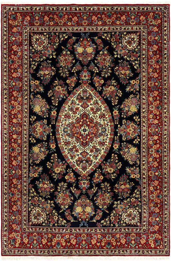 6' 8 x 9' 9 Hand Knotted Qom Persian Rug