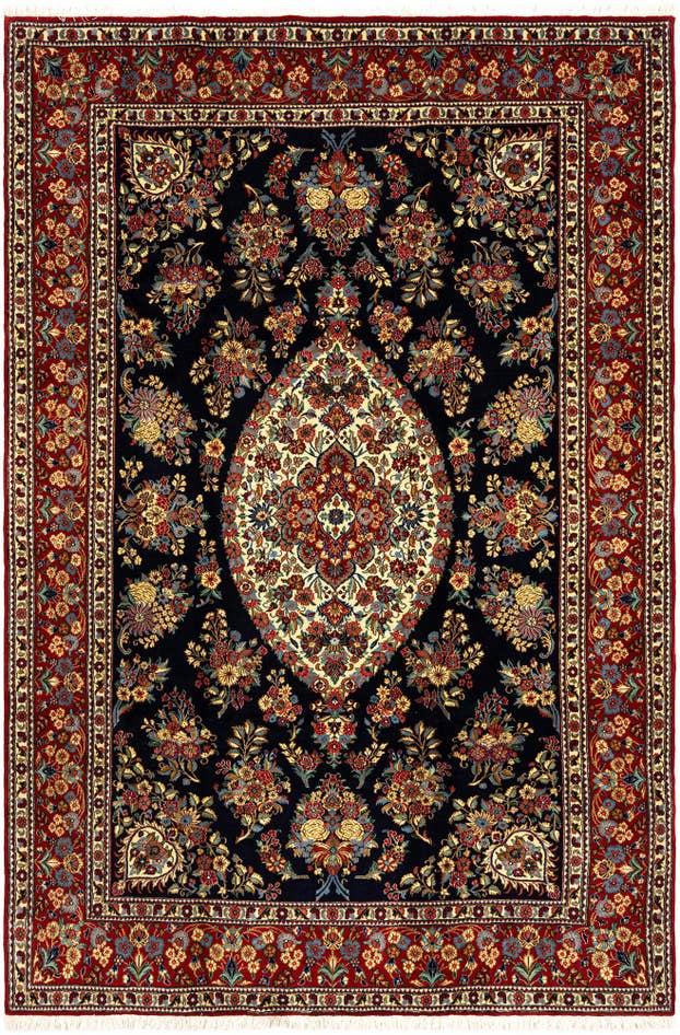 Detail image of 6' 8 x 9' 9 Hand Knotted Qom Persian Rug