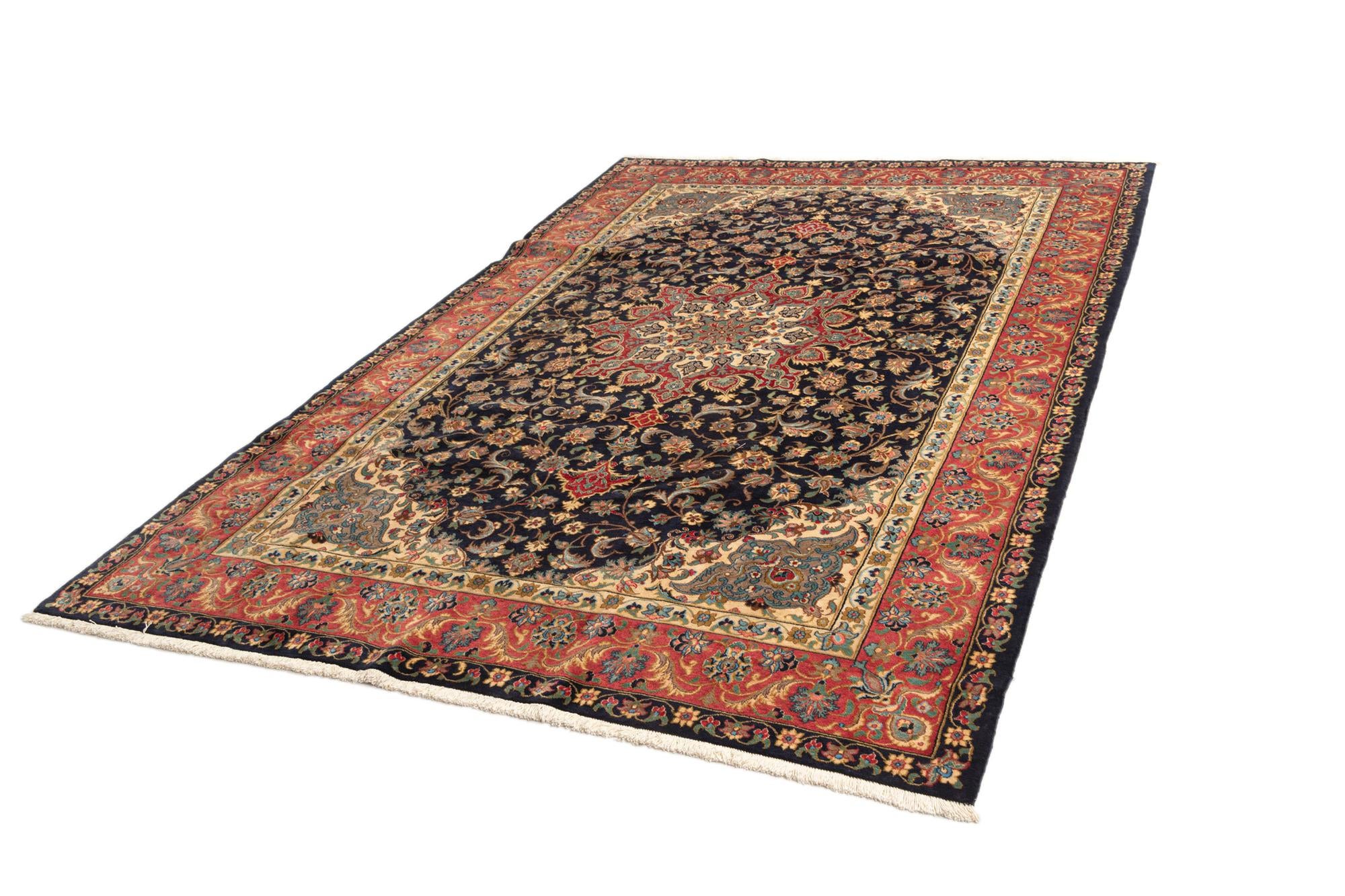 6' 7 x 9' 10 Hand Knotted Qom Persian Rug