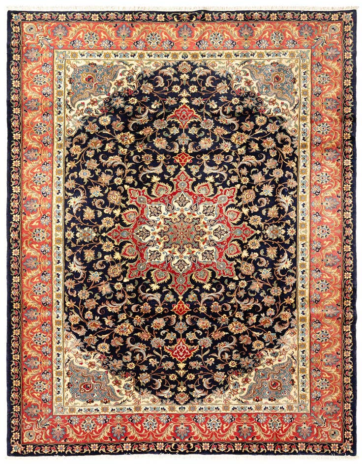 Detail image of 6' 7 x 9' 10 Hand Knotted Qom Persian Rug