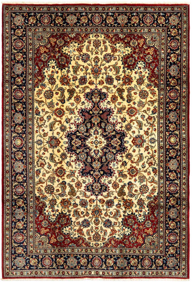 Detail image of 6' 7 x 9' 8 Hand Knotted Qom Persian Rug