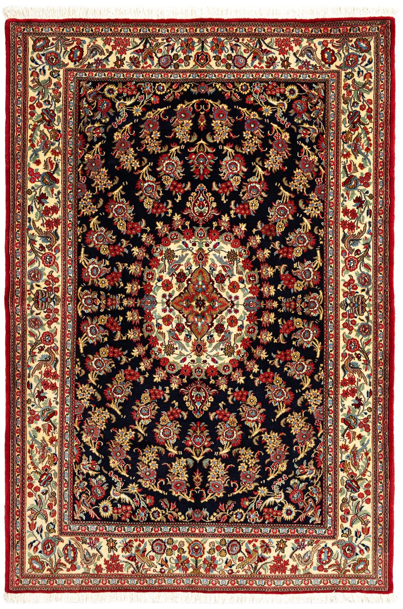 4' 7 x 6' 9 Hand Knotted Qom Persian Rug