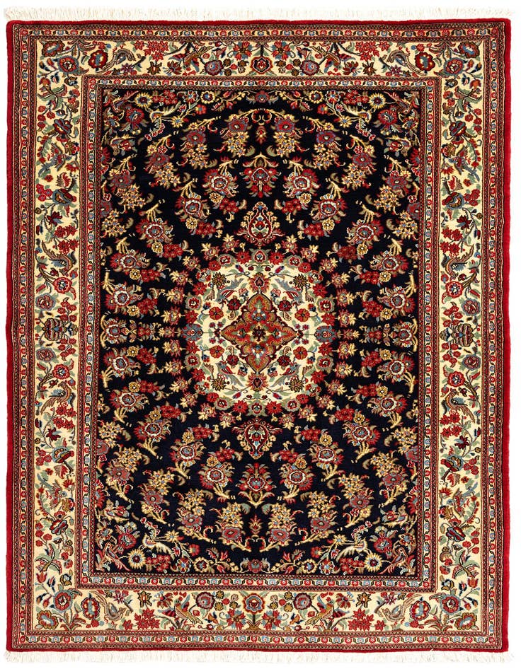 Detail image of 4' 7 x 6' 9 Hand Knotted Qom Persian Rug
