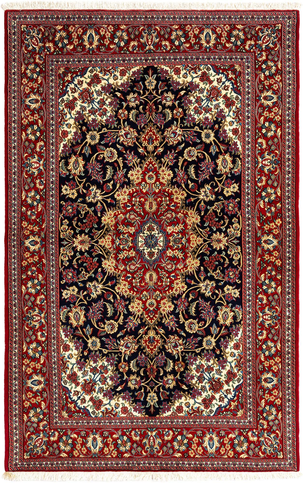 4' 9 x 7' 5 Hand Knotted Qom Persian Rug