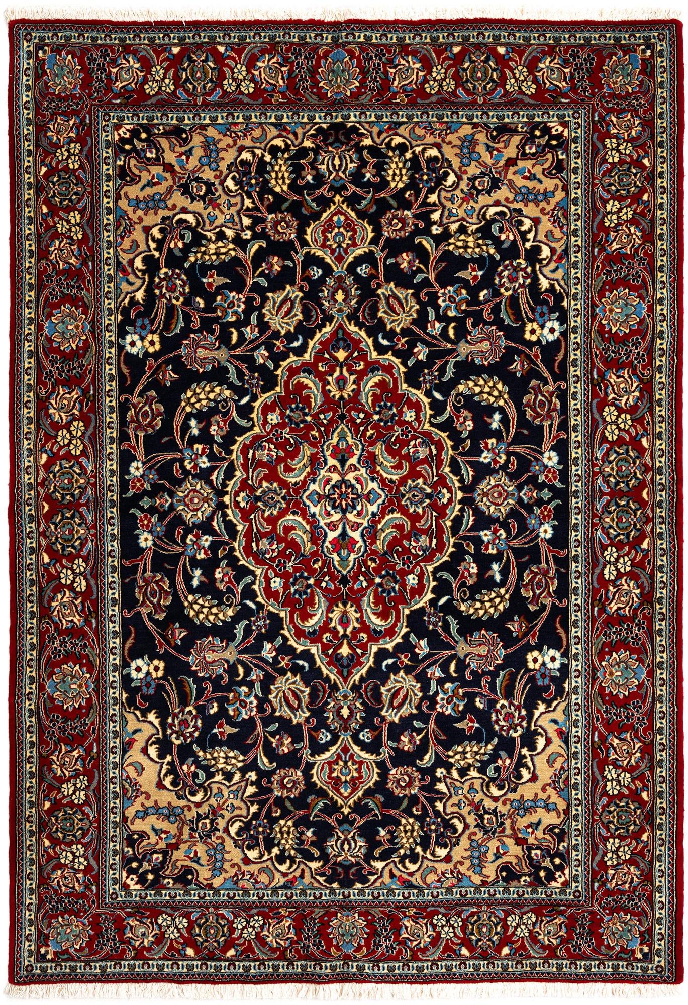 4' 8 x 6' 9 Hand Knotted Qom Persian Rug