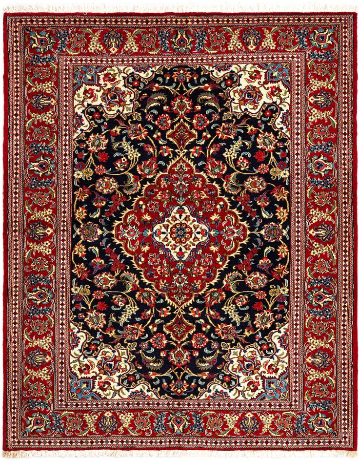 Detail image of 4' 9 x 6' 11 Hand Knotted Qom Persian Rug