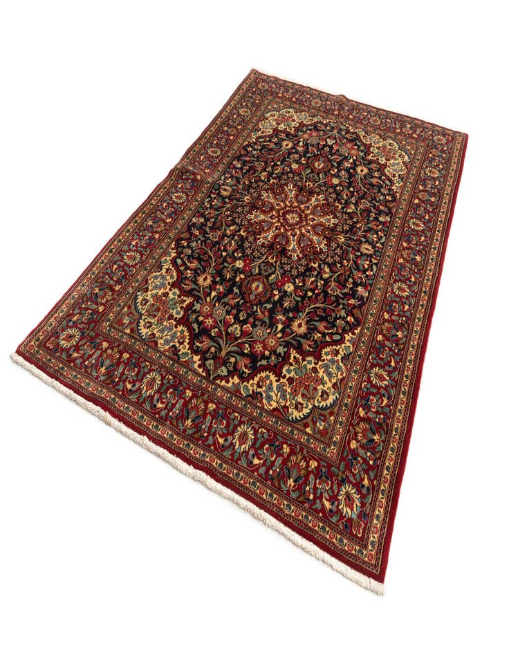 Detail image of 4' 8 x 7' 1  Hand Knotted Qom Persian Rug