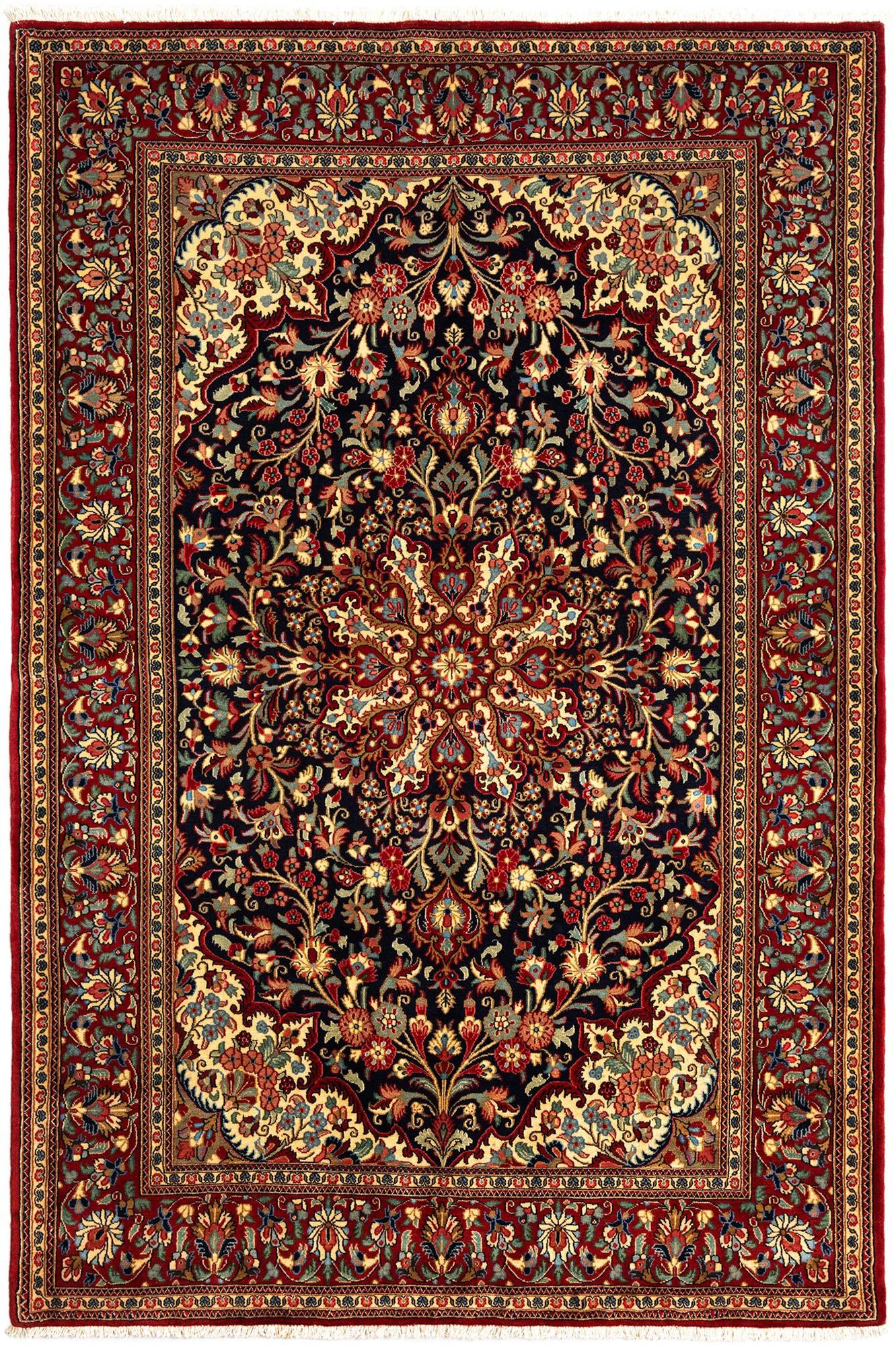 4' 8 x 7' 1 Hand Knotted Qom Persian Rug