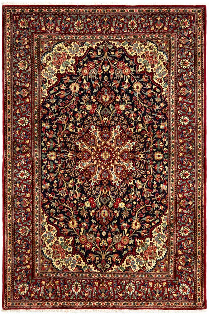4' 8 x 7' 1 Hand Knotted Qom Persian Rug