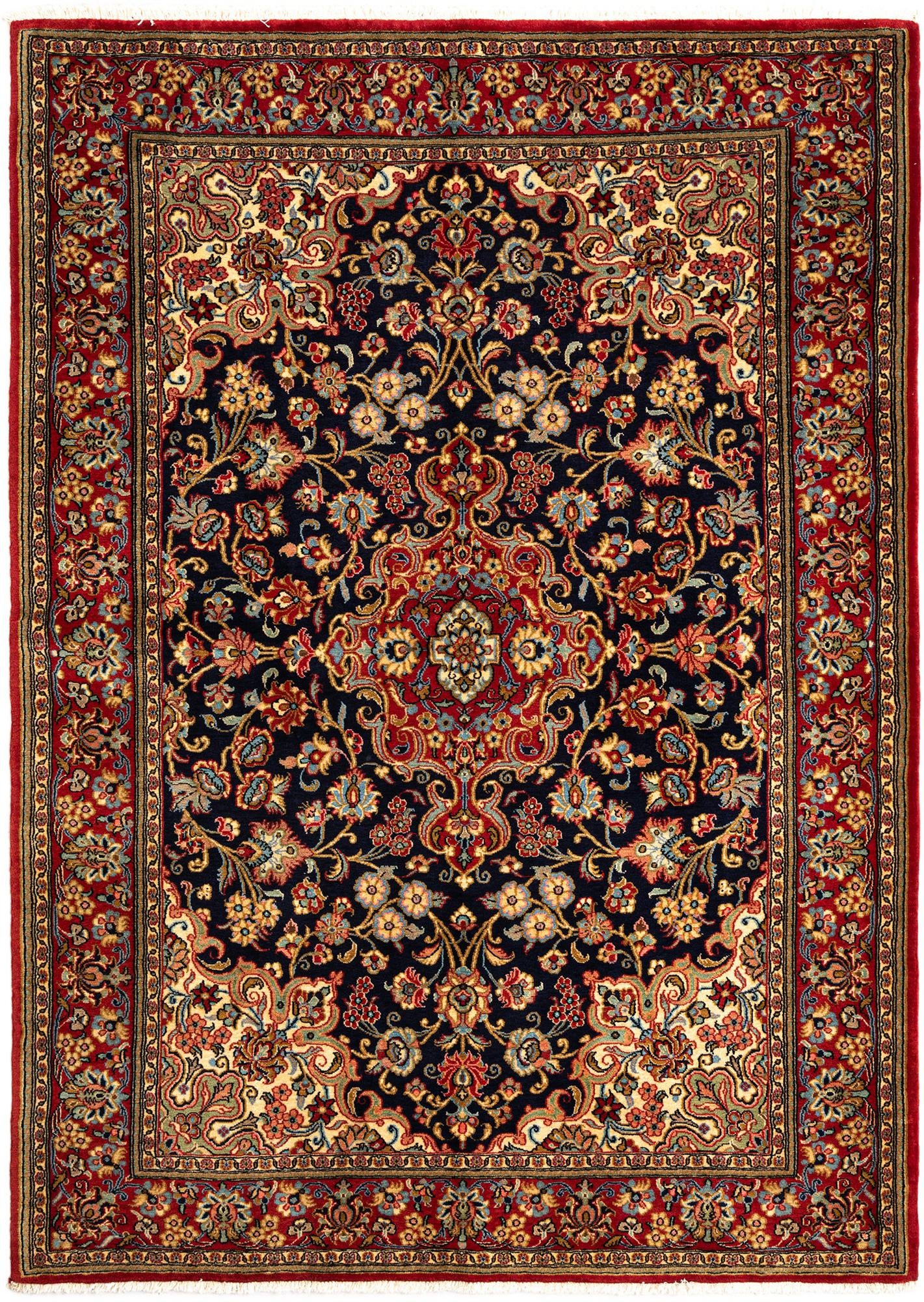 4' 8 x 6' 6 Hand Knotted Qom Persian Rug