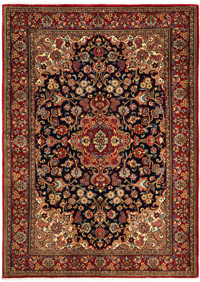 Detail image of 4' 8 x 6' 6 Hand Knotted Qom Persian Rug