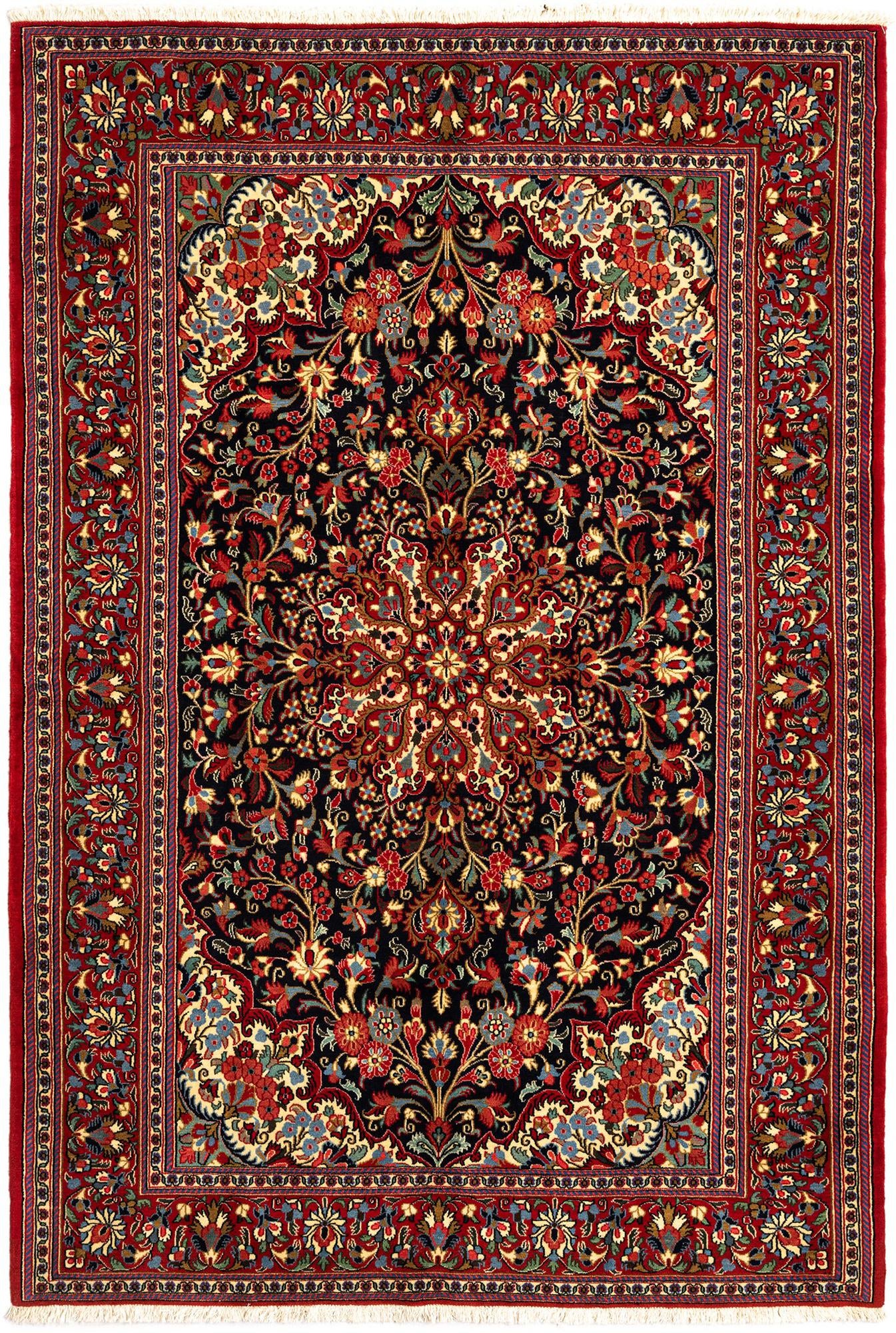 4' 8 x 6' 11 Hand Knotted Qom Persian Rug