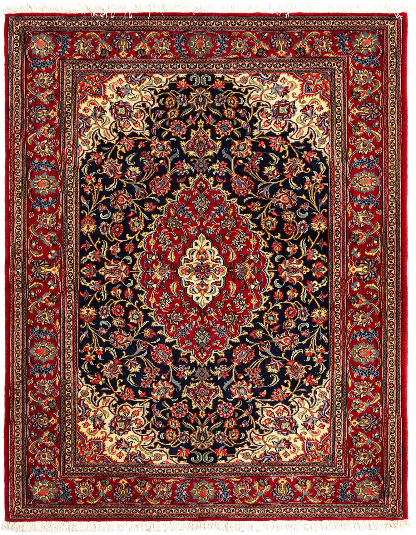 4' 6 x 6' 9 Hand Knotted Qom Persian Rug