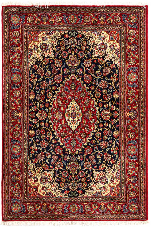 Detail image of 4' 6 x 6' 9 Hand Knotted Qom Persian Rug