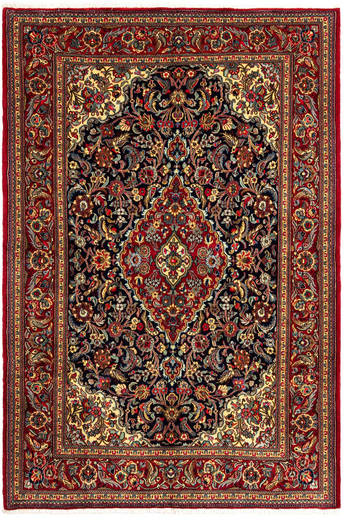 4' 8 x 7' 1 Hand Knotted Qom Persian Rug