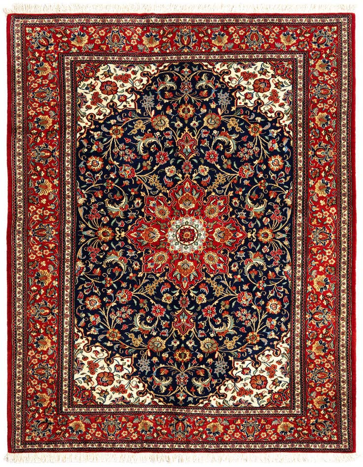 Detail image of 4' 9 x 7' 1 Hand Knotted Qom Persian Rug