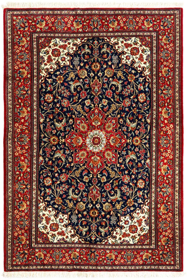 Detail image of 4' 9 x 7' 1 Hand Knotted Qom Persian Rug