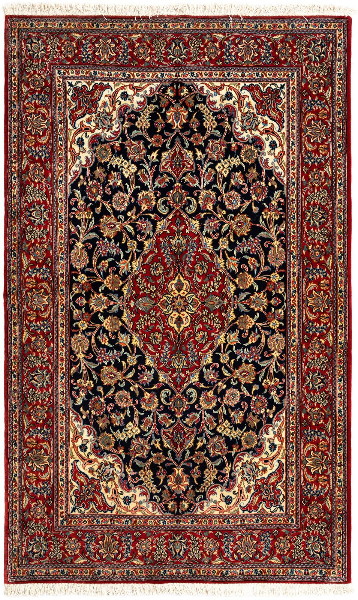 4' 6 x 7' 5 Hand Knotted Qom Persian Rug