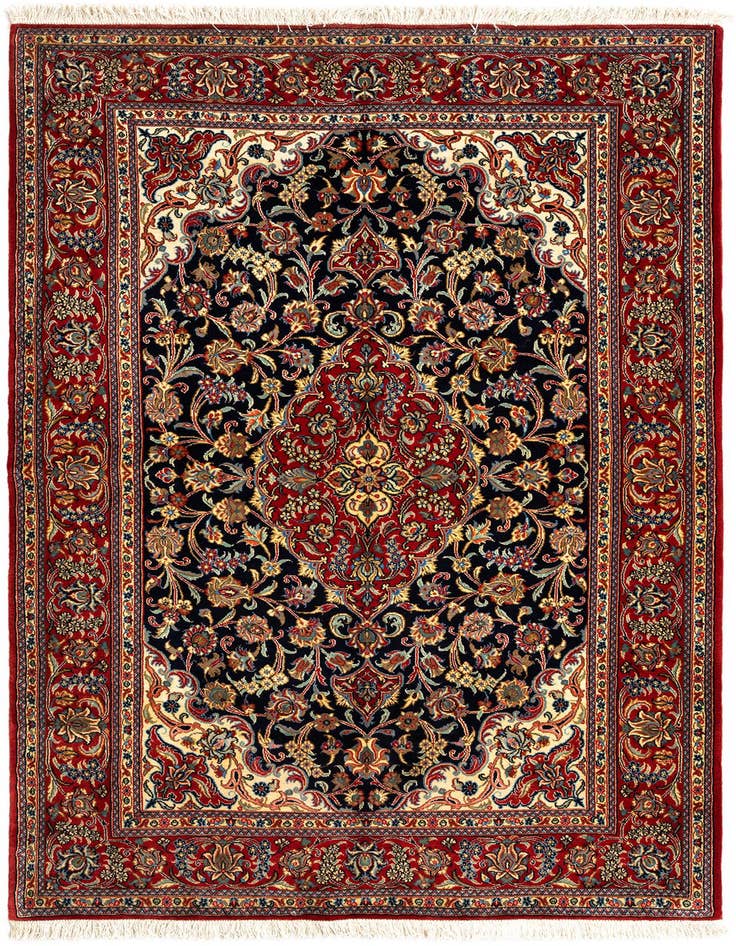 Detail image of 4' 6 x 7' 5 Hand Knotted Qom Persian Rug