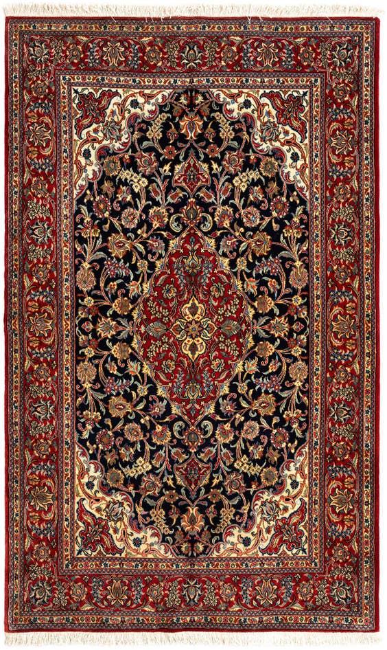 Detailansicht von 135cm x 225cm Handgeknüpft Qom Persisch Teppich
