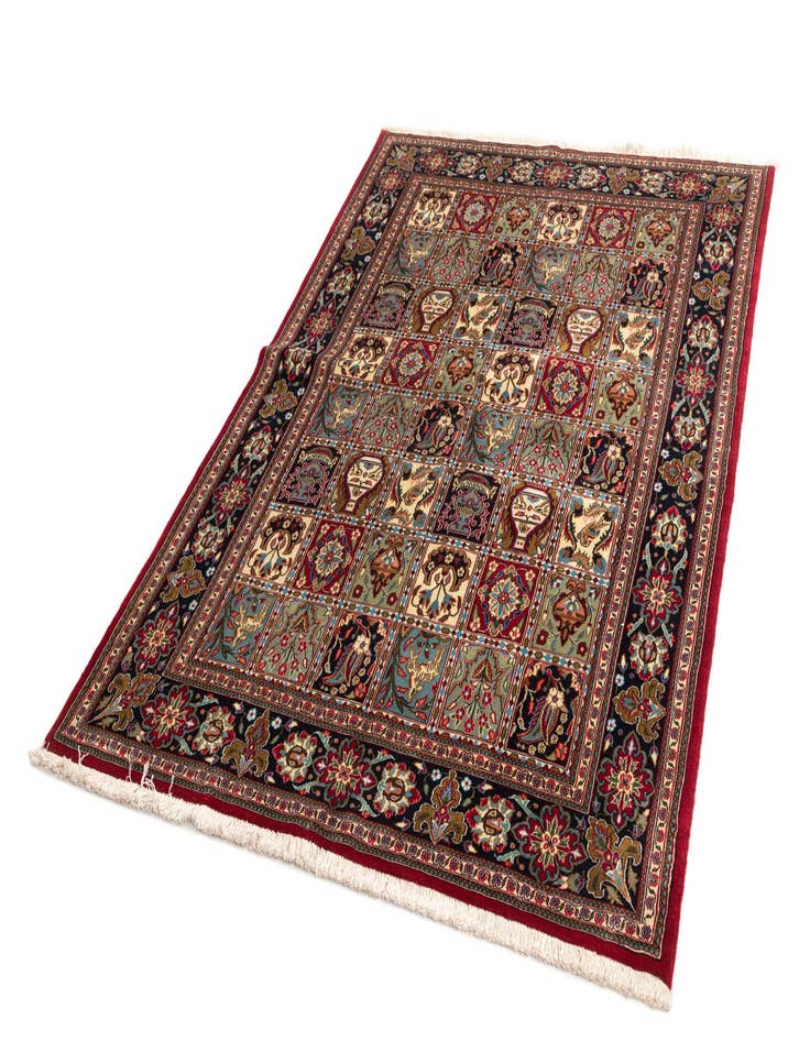 Detail image of 4' 8 x 6' 8  Hand Knotted Qom Persian Rug