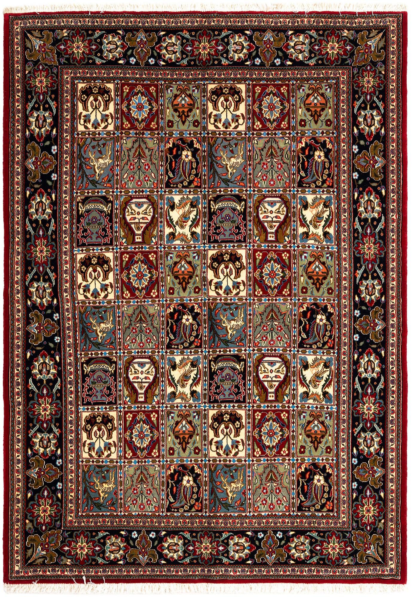 4' 8 x 6' 8 Hand Knotted Qom Persian Rug