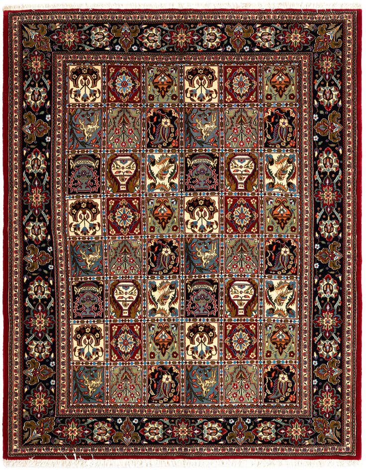 Detail image of 4' 8 x 6' 8 Hand Knotted Qom Persian Rug