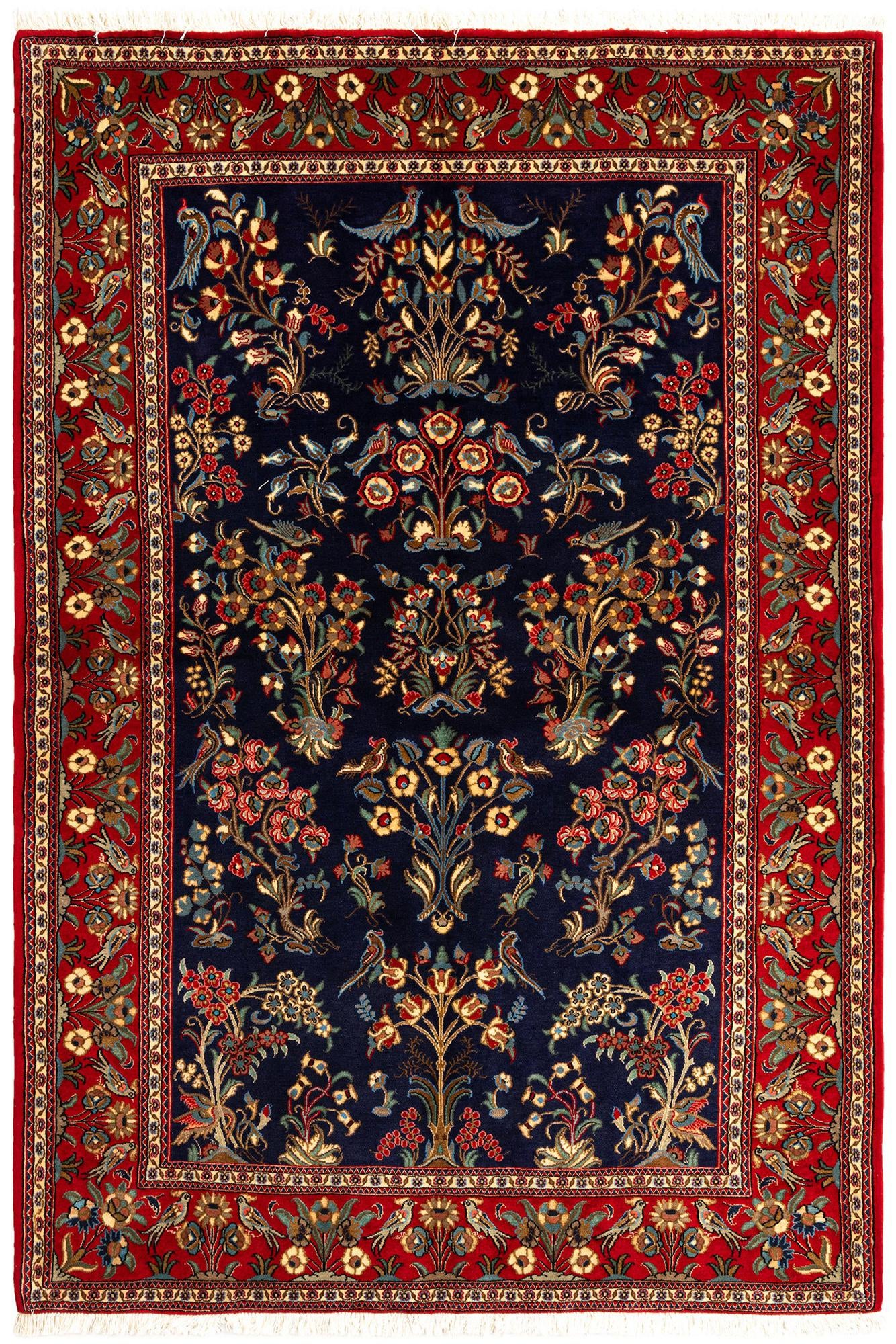 4' 8 x 6' 11 Hand Knotted Qom Persian Rug