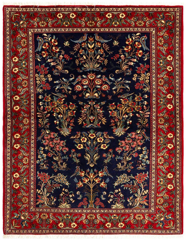 Detail image of 4' 8 x 6' 11 Hand Knotted Qom Persian Rug