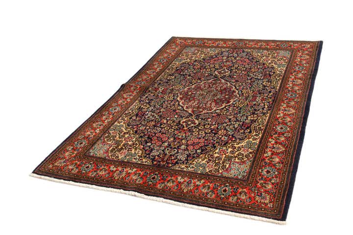 4' 9 x 7' Hand Knotted Qom Persian Rug