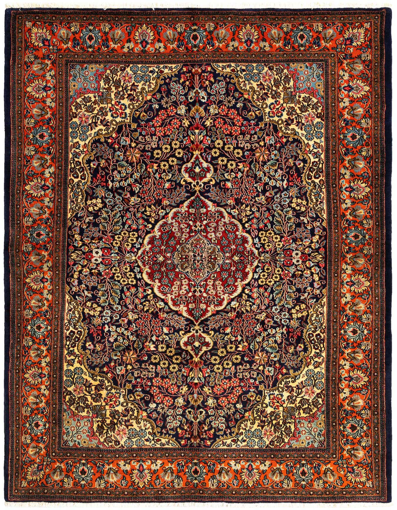 4' 9 x 7' Hand Knotted Qom Persian Rug