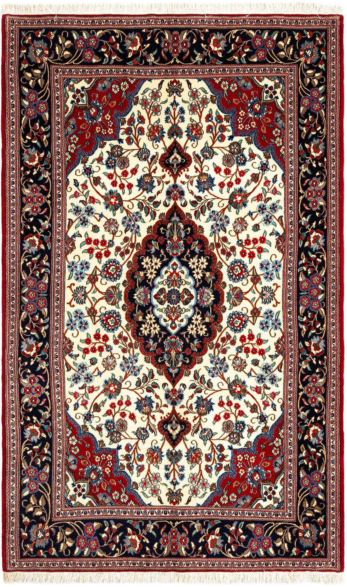 5' x 8' 3 Hand Knotted Qom Persian Rug