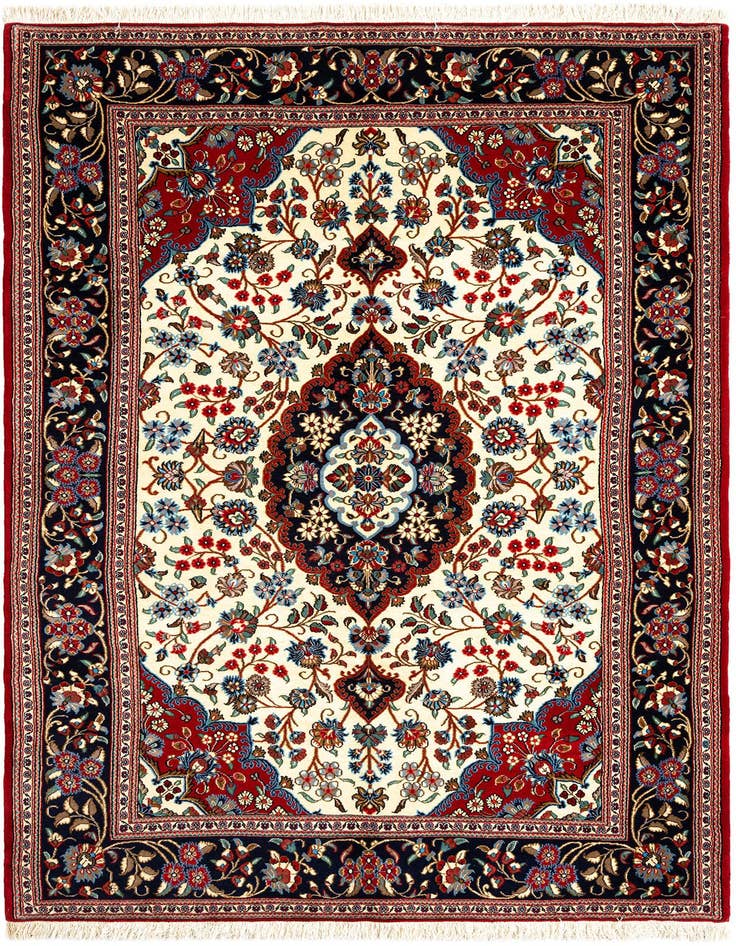 Detail image of 5' x 8' 3 Hand Knotted Qom Persian Rug