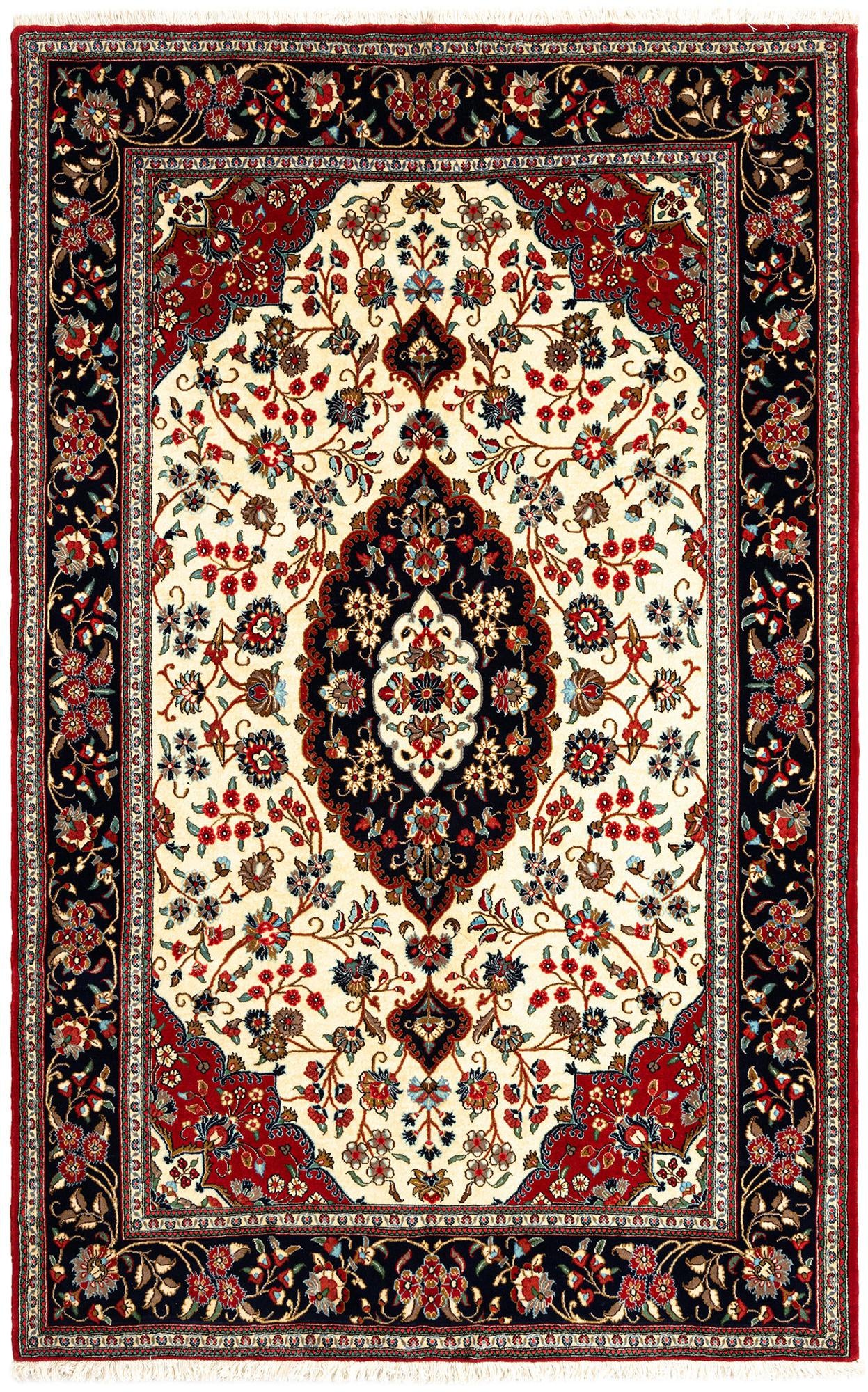 5' 1 x 7' 11 Hand Knotted Qom Persian Rug