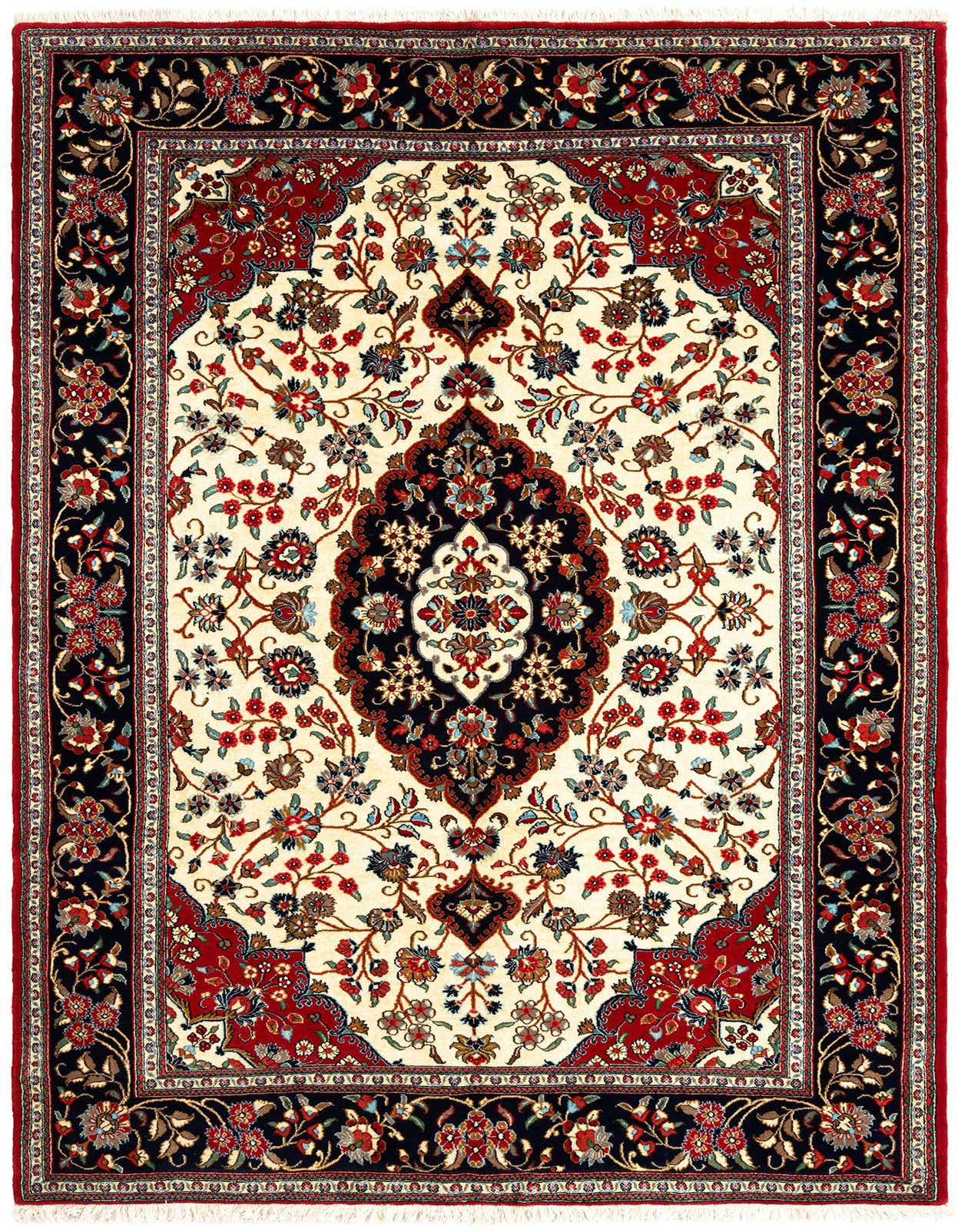 5' 1 x 7' 11 Hand Knotted Qom Persian Rug