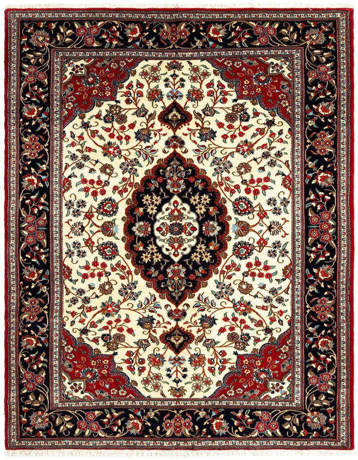 Detail image of 5' 1 x 7' 11 Hand Knotted Qom Persian Rug