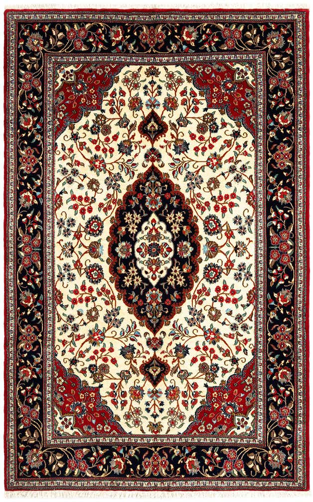 5' 1 x 7' 11 Hand Knotted Qom Persian Rug