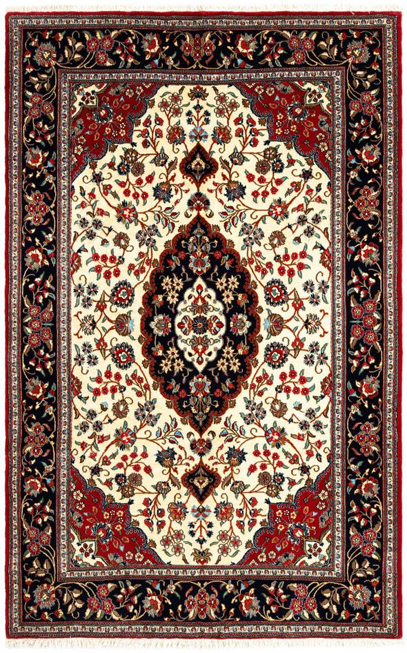 Detail image of 5' 1 x 7' 11 Hand Knotted Qom Persian Rug